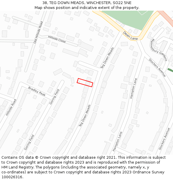 38, TEG DOWN MEADS, WINCHESTER, SO22 5NE: Location map and indicative extent of plot