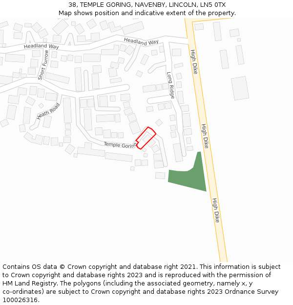 38, TEMPLE GORING, NAVENBY, LINCOLN, LN5 0TX: Location map and indicative extent of plot