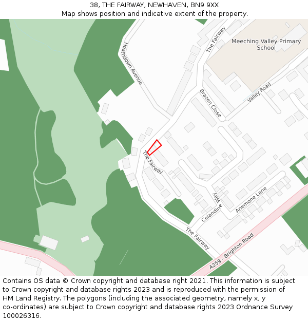 38, THE FAIRWAY, NEWHAVEN, BN9 9XX: Location map and indicative extent of plot