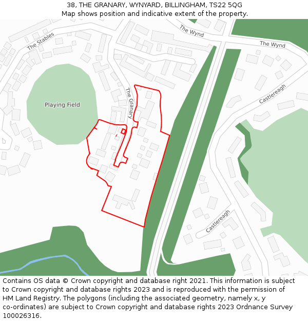 38, THE GRANARY, WYNYARD, BILLINGHAM, TS22 5QG: Location map and indicative extent of plot