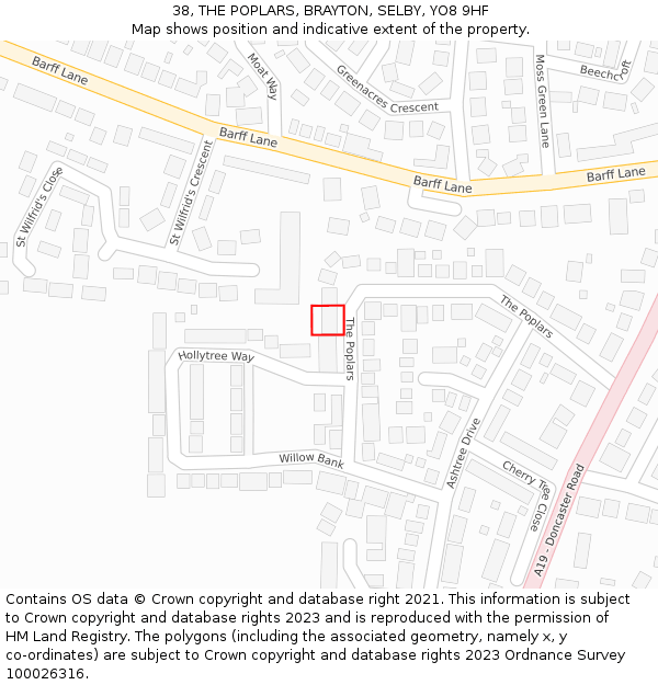 38, THE POPLARS, BRAYTON, SELBY, YO8 9HF: Location map and indicative extent of plot