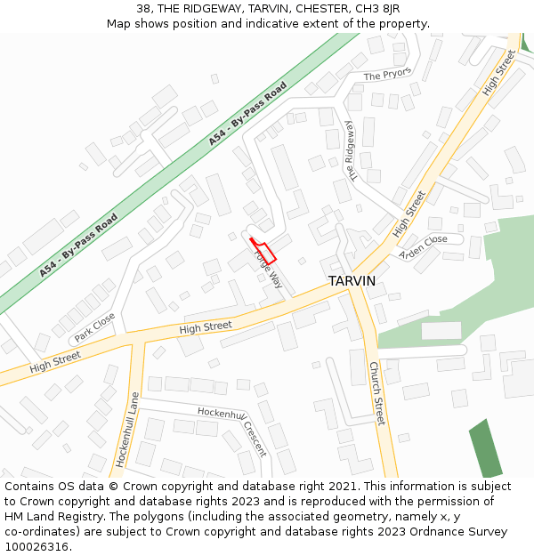 38, THE RIDGEWAY, TARVIN, CHESTER, CH3 8JR: Location map and indicative extent of plot