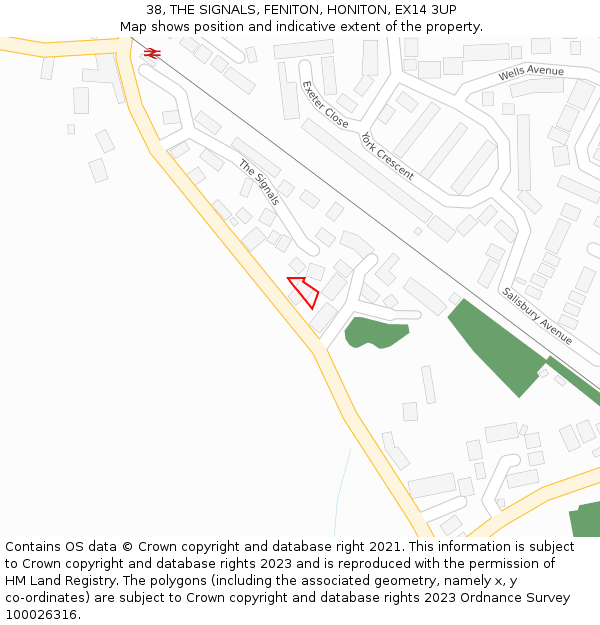 38, THE SIGNALS, FENITON, HONITON, EX14 3UP: Location map and indicative extent of plot