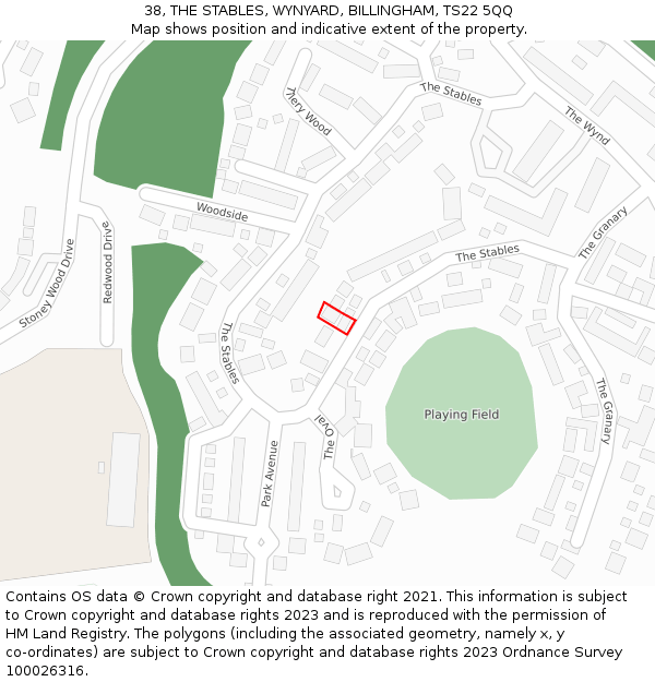 38, THE STABLES, WYNYARD, BILLINGHAM, TS22 5QQ: Location map and indicative extent of plot