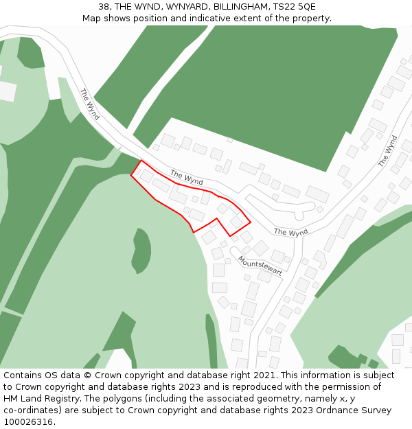 38, THE WYND, WYNYARD, BILLINGHAM, TS22 5QE: Location map and indicative extent of plot