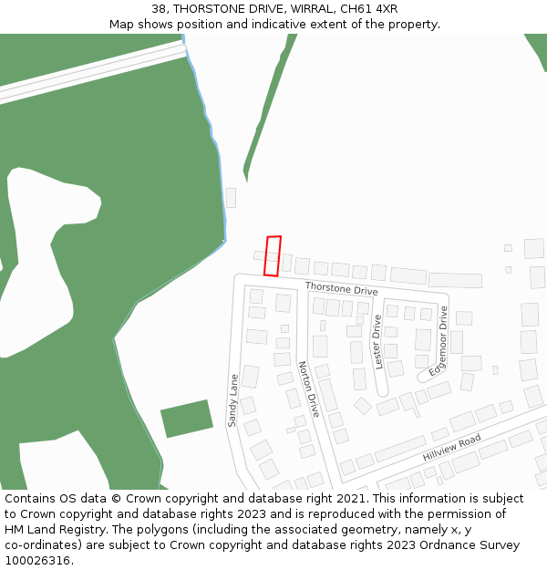 38, THORSTONE DRIVE, WIRRAL, CH61 4XR: Location map and indicative extent of plot