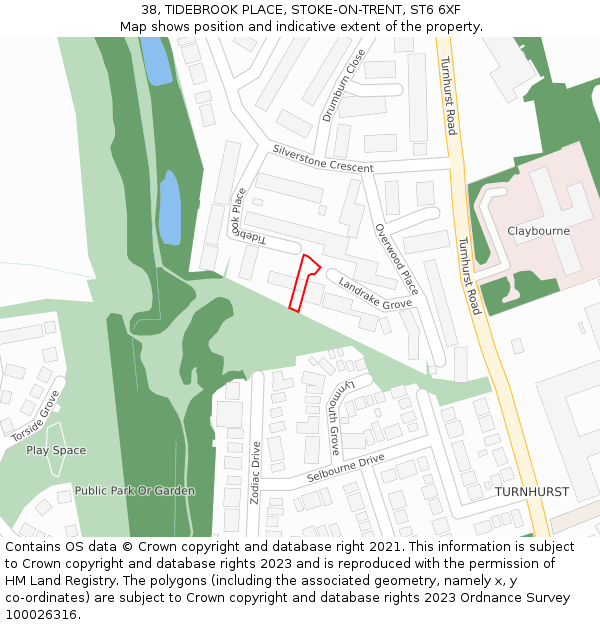 38, TIDEBROOK PLACE, STOKE-ON-TRENT, ST6 6XF: Location map and indicative extent of plot