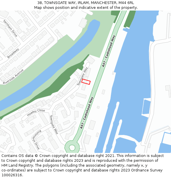 38, TOWNSGATE WAY, IRLAM, MANCHESTER, M44 6RL: Location map and indicative extent of plot