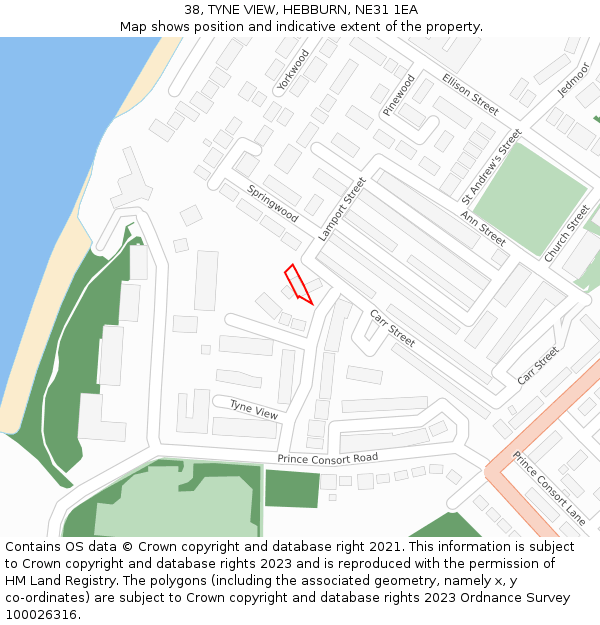 38, TYNE VIEW, HEBBURN, NE31 1EA: Location map and indicative extent of plot