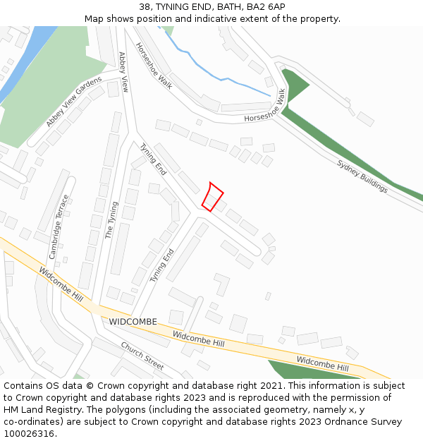 38, TYNING END, BATH, BA2 6AP: Location map and indicative extent of plot