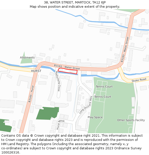 38, WATER STREET, MARTOCK, TA12 6JP: Location map and indicative extent of plot
