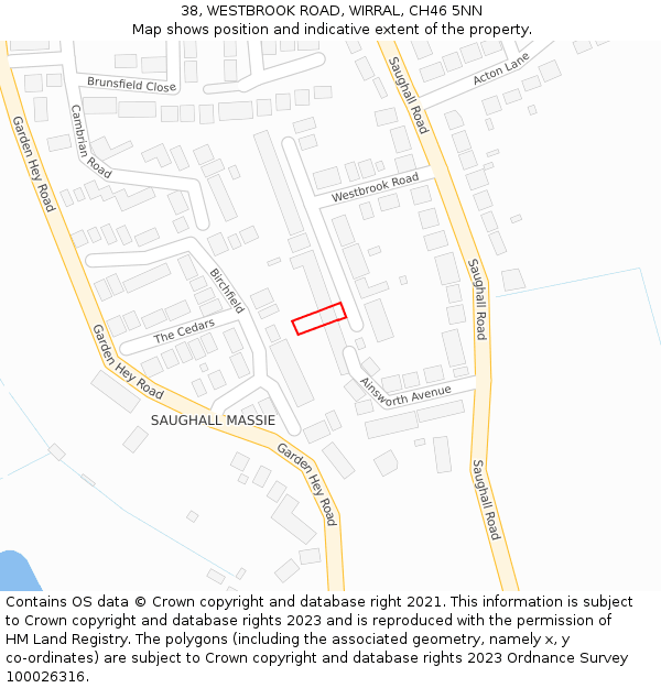 38, WESTBROOK ROAD, WIRRAL, CH46 5NN: Location map and indicative extent of plot