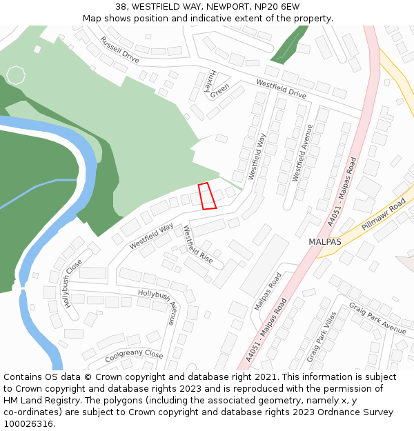 38, WESTFIELD WAY, NEWPORT, NP20 6EW: Location map and indicative extent of plot