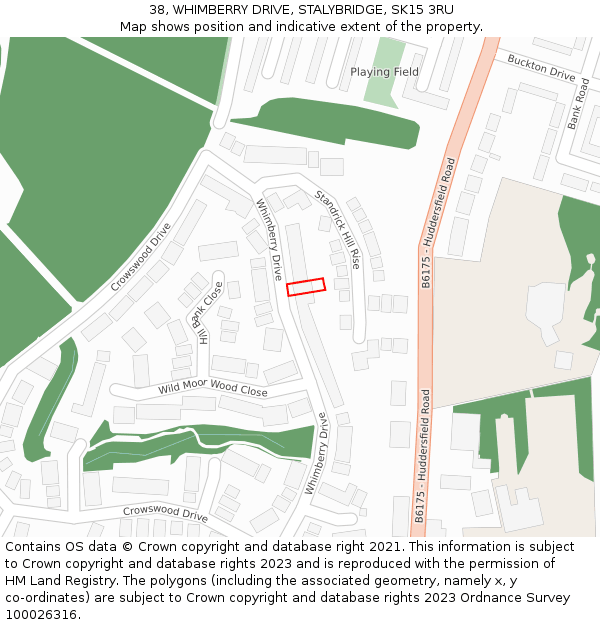 38, WHIMBERRY DRIVE, STALYBRIDGE, SK15 3RU: Location map and indicative extent of plot