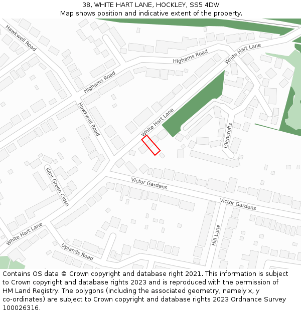 38, WHITE HART LANE, HOCKLEY, SS5 4DW: Location map and indicative extent of plot