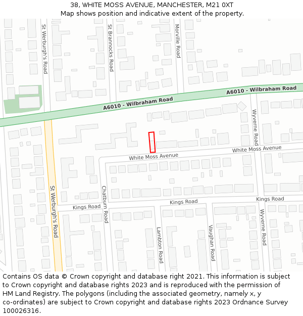 38, WHITE MOSS AVENUE, MANCHESTER, M21 0XT: Location map and indicative extent of plot