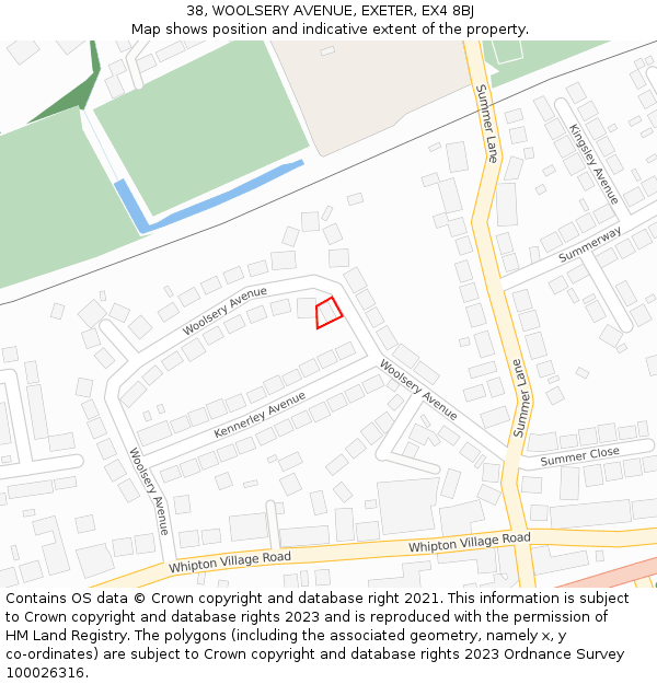 38, WOOLSERY AVENUE, EXETER, EX4 8BJ: Location map and indicative extent of plot