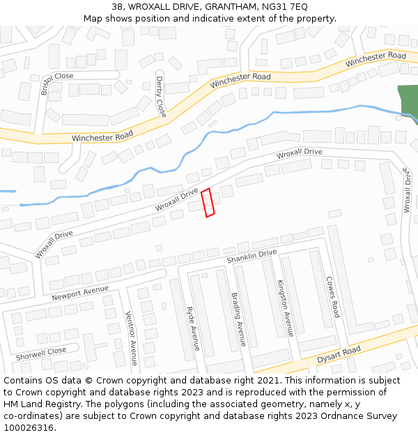 38, WROXALL DRIVE, GRANTHAM, NG31 7EQ: Location map and indicative extent of plot