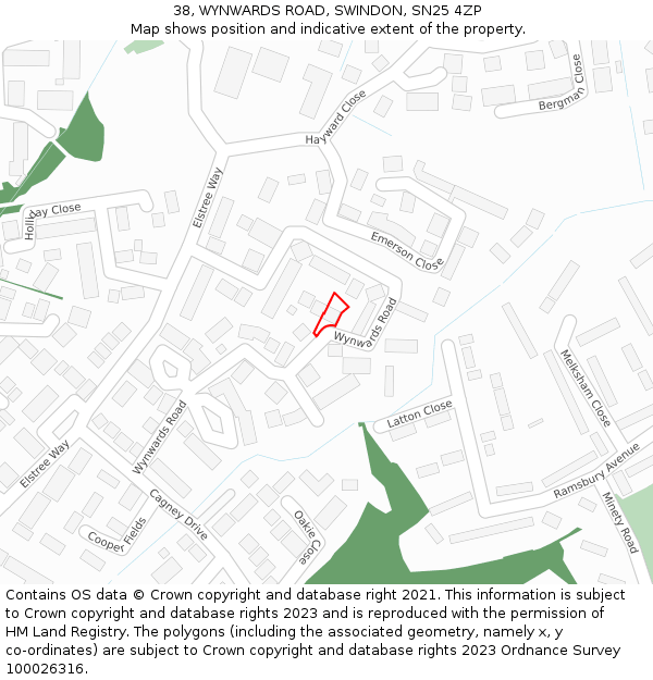 38, WYNWARDS ROAD, SWINDON, SN25 4ZP: Location map and indicative extent of plot