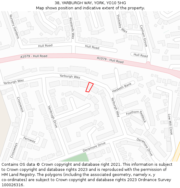 38, YARBURGH WAY, YORK, YO10 5HG: Location map and indicative extent of plot