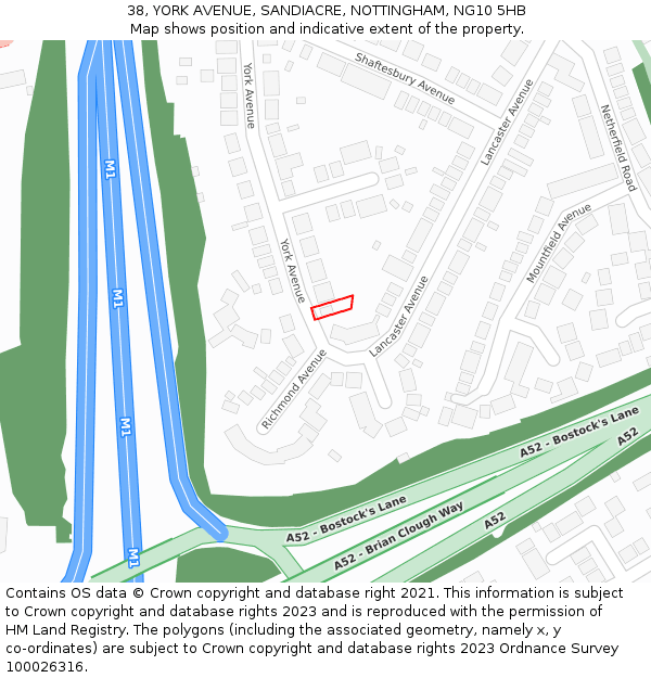 38, YORK AVENUE, SANDIACRE, NOTTINGHAM, NG10 5HB: Location map and indicative extent of plot