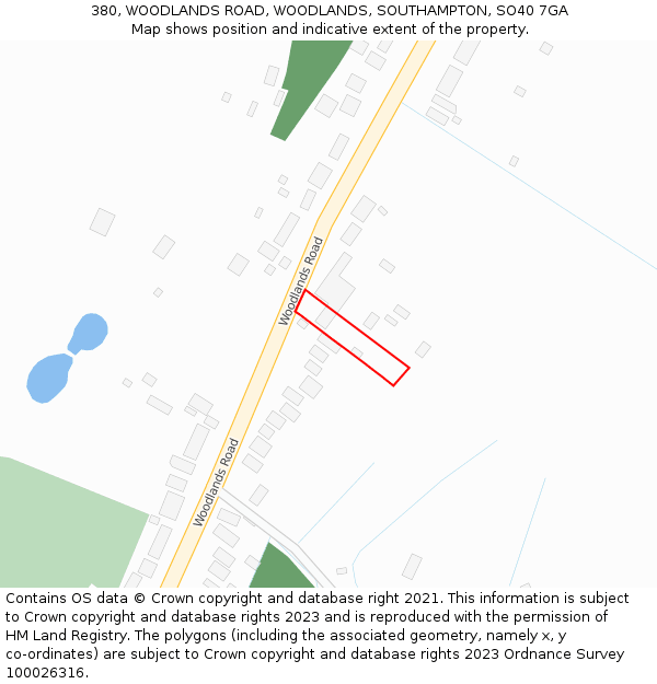 380, WOODLANDS ROAD, WOODLANDS, SOUTHAMPTON, SO40 7GA: Location map and indicative extent of plot