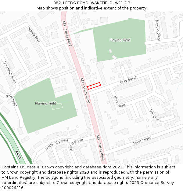 382, LEEDS ROAD, WAKEFIELD, WF1 2JB: Location map and indicative extent of plot