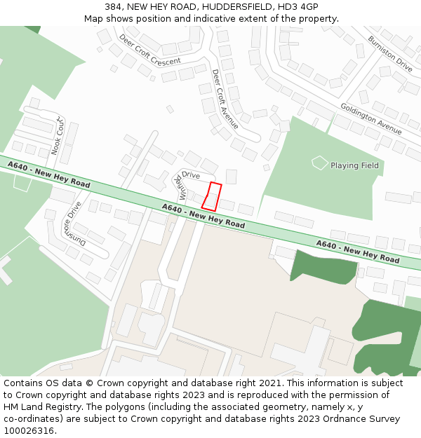 384, NEW HEY ROAD, HUDDERSFIELD, HD3 4GP: Location map and indicative extent of plot