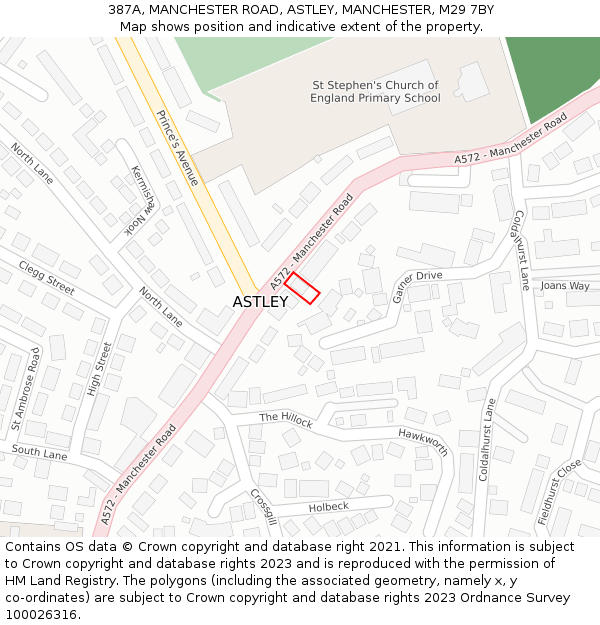 387A, MANCHESTER ROAD, ASTLEY, MANCHESTER, M29 7BY: Location map and indicative extent of plot