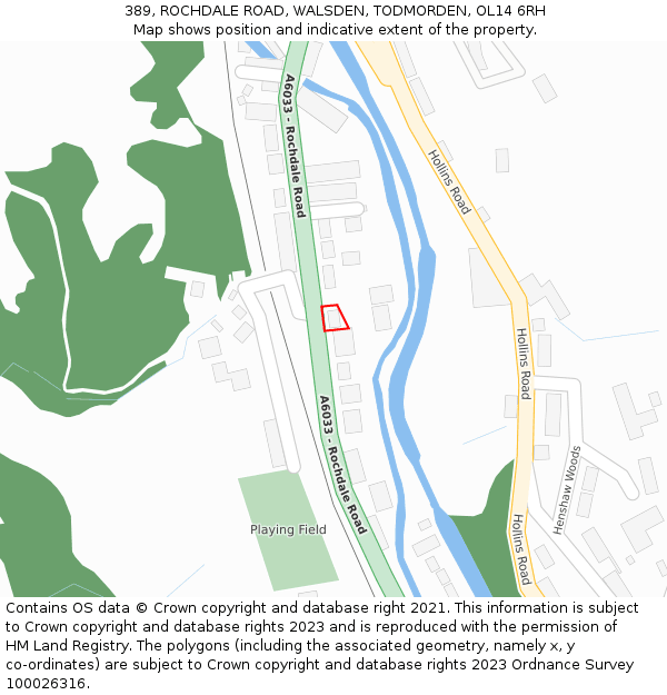 389, ROCHDALE ROAD, WALSDEN, TODMORDEN, OL14 6RH: Location map and indicative extent of plot