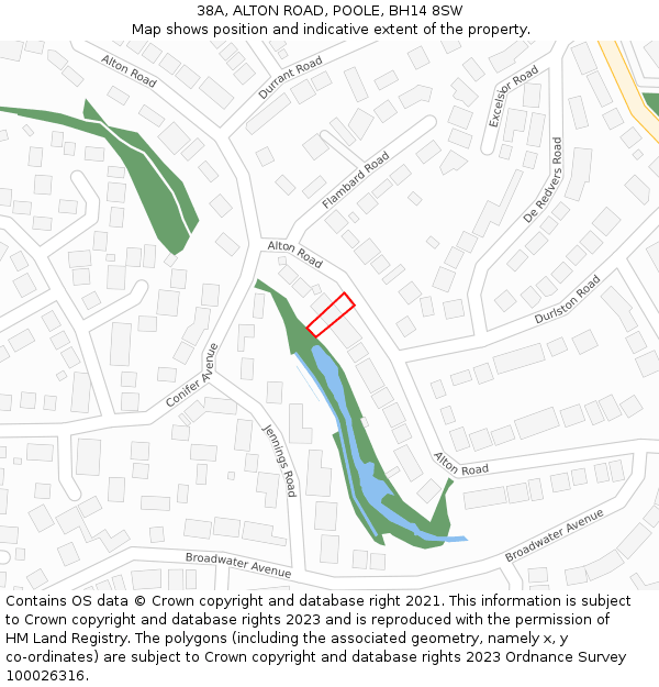 38A, ALTON ROAD, POOLE, BH14 8SW: Location map and indicative extent of plot