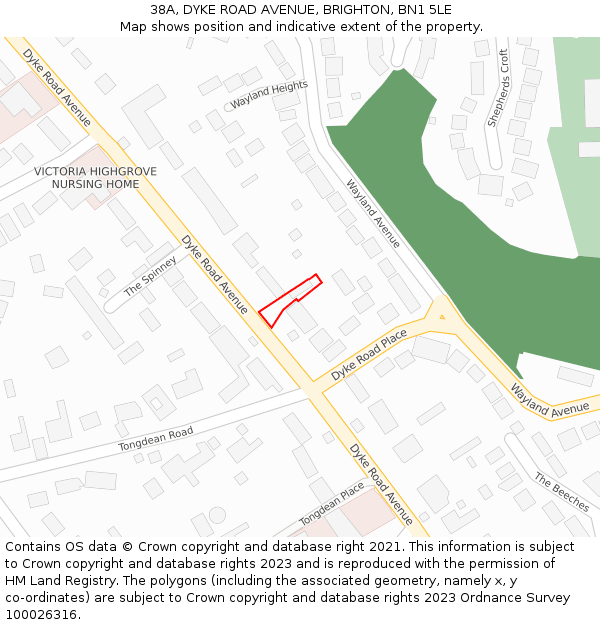 38A, DYKE ROAD AVENUE, BRIGHTON, BN1 5LE: Location map and indicative extent of plot