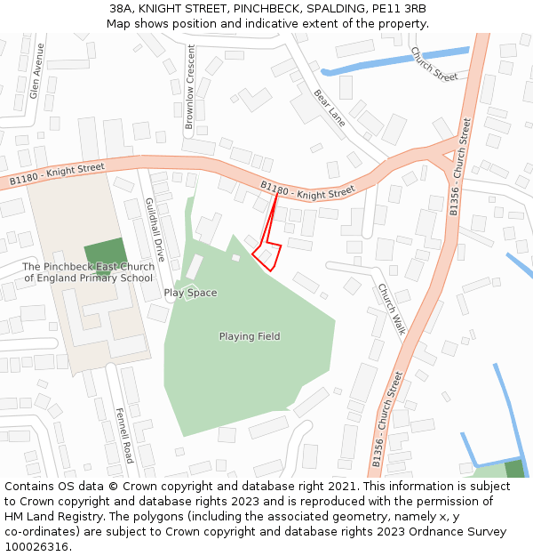 38A, KNIGHT STREET, PINCHBECK, SPALDING, PE11 3RB: Location map and indicative extent of plot