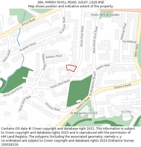 38A, PARISH GHYLL ROAD, ILKLEY, LS29 9NE: Location map and indicative extent of plot