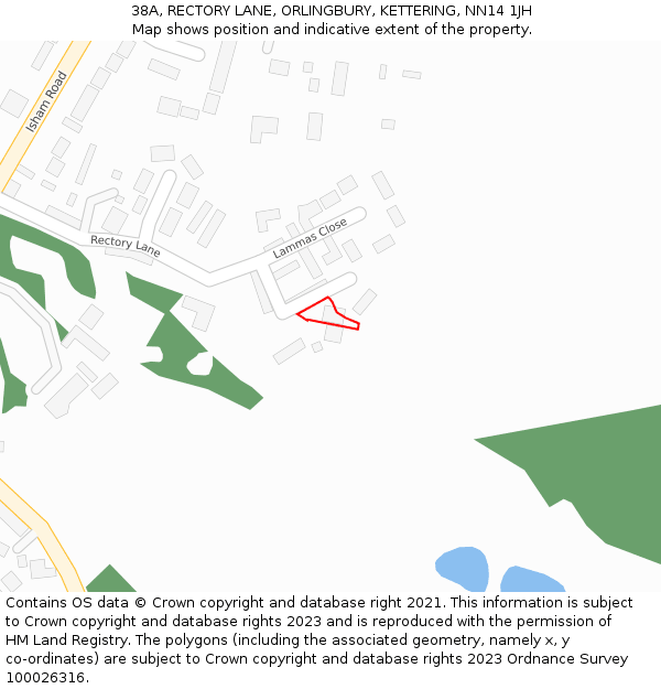 38A, RECTORY LANE, ORLINGBURY, KETTERING, NN14 1JH: Location map and indicative extent of plot