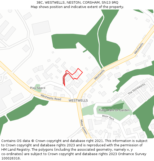 38C, WESTWELLS, NESTON, CORSHAM, SN13 9RQ: Location map and indicative extent of plot