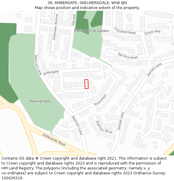 39, AMBERGATE, SKELMERSDALE, WN8 9JN: Location map and indicative extent of plot