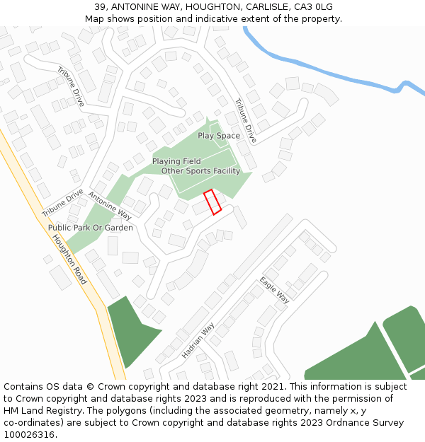 39, ANTONINE WAY, HOUGHTON, CARLISLE, CA3 0LG: Location map and indicative extent of plot