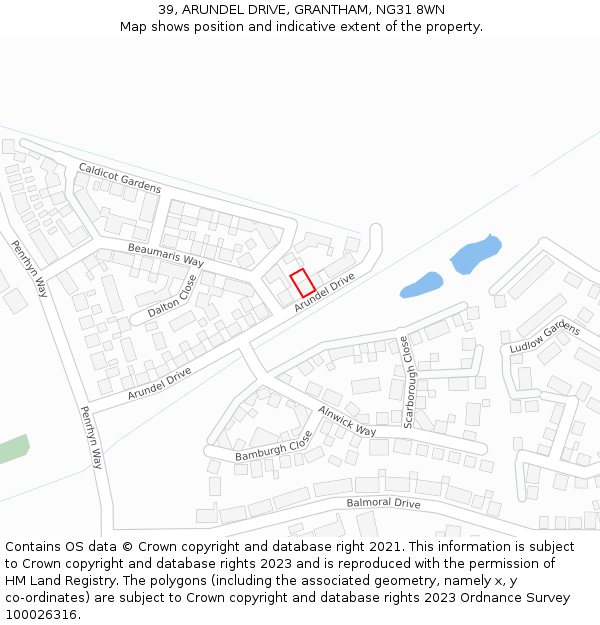 39, ARUNDEL DRIVE, GRANTHAM, NG31 8WN: Location map and indicative extent of plot