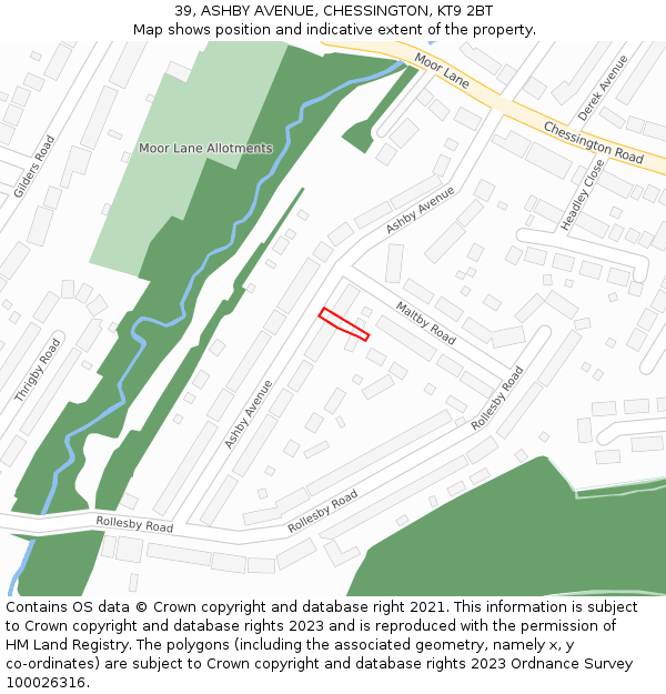 39, ASHBY AVENUE, CHESSINGTON, KT9 2BT: Location map and indicative extent of plot