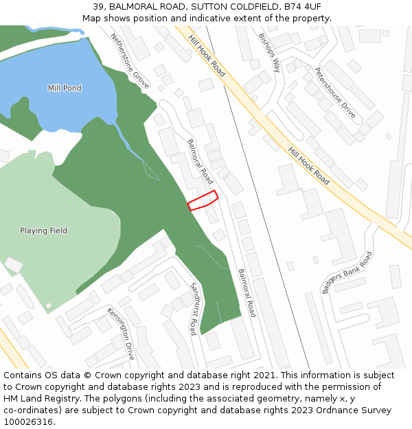 39, BALMORAL ROAD, SUTTON COLDFIELD, B74 4UF: Location map and indicative extent of plot