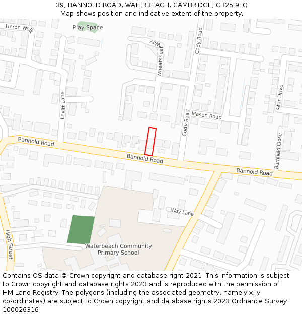 39, BANNOLD ROAD, WATERBEACH, CAMBRIDGE, CB25 9LQ: Location map and indicative extent of plot