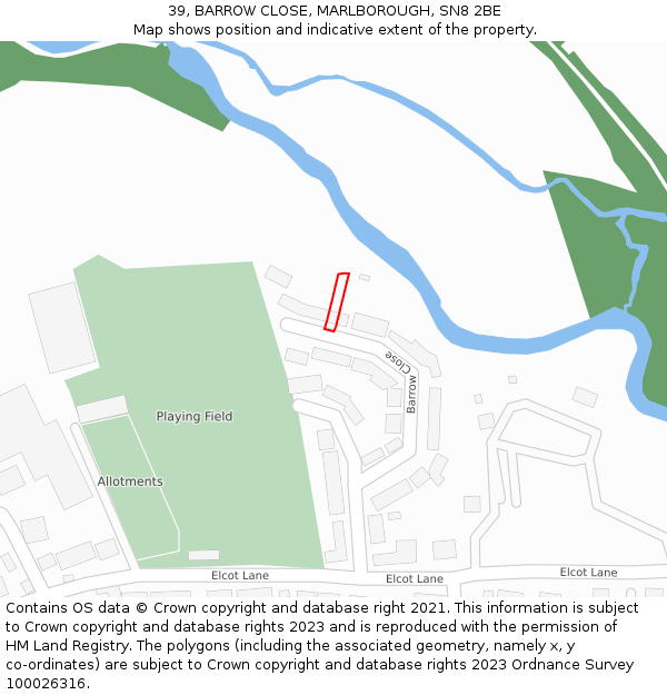 39, BARROW CLOSE, MARLBOROUGH, SN8 2BE: Location map and indicative extent of plot