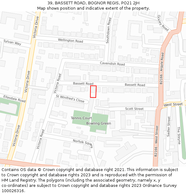 39, BASSETT ROAD, BOGNOR REGIS, PO21 2JH: Location map and indicative extent of plot