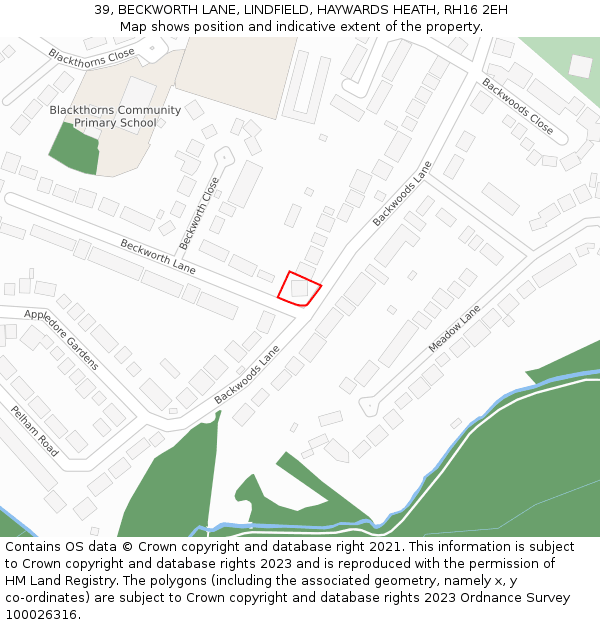 39, BECKWORTH LANE, LINDFIELD, HAYWARDS HEATH, RH16 2EH: Location map and indicative extent of plot