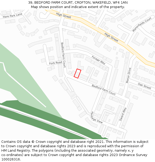 39, BEDFORD FARM COURT, CROFTON, WAKEFIELD, WF4 1AN: Location map and indicative extent of plot