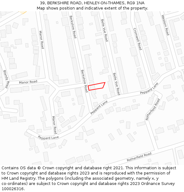 39, BERKSHIRE ROAD, HENLEY-ON-THAMES, RG9 1NA: Location map and indicative extent of plot