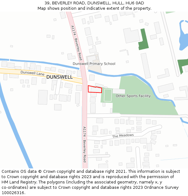 39, BEVERLEY ROAD, DUNSWELL, HULL, HU6 0AD: Location map and indicative extent of plot