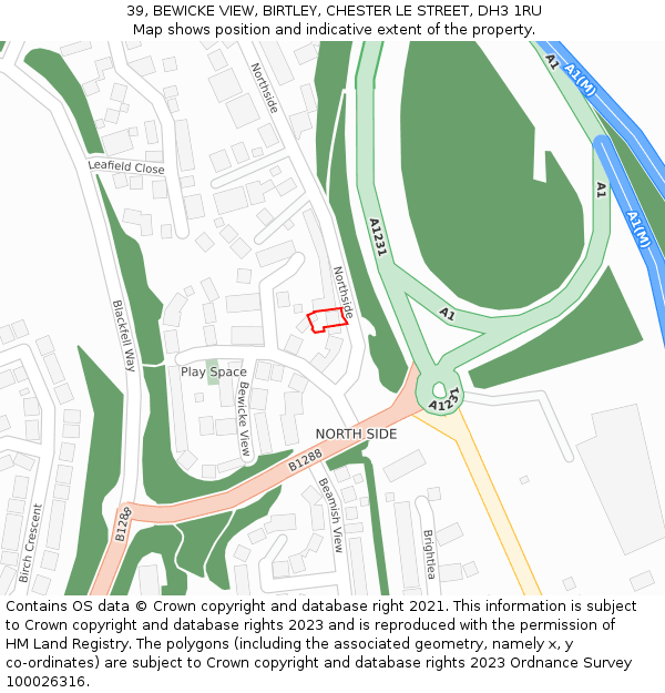 39, BEWICKE VIEW, BIRTLEY, CHESTER LE STREET, DH3 1RU: Location map and indicative extent of plot