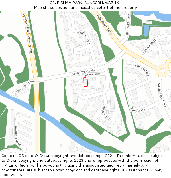 39, BISHAM PARK, RUNCORN, WA7 1XH: Location map and indicative extent of plot